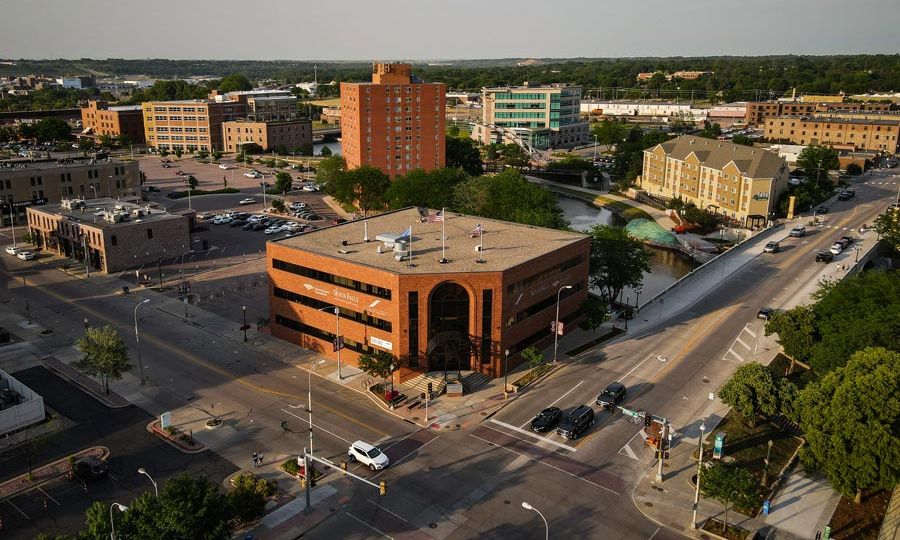 An aerial view of a building in the heart of downtown that houses Trident Trust Co. in Sioux Falls, South Dakota, Wednesday, June 16, 2021. (Photo by Salwan Georges/The Washington Post)